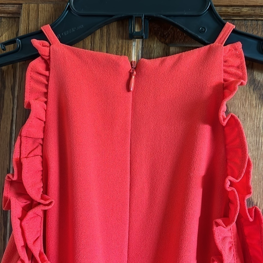 CeCe sleeveless wide leg red back zip stunning lined ruffle belted jumpsuit 4 - Picture 9 of 12
